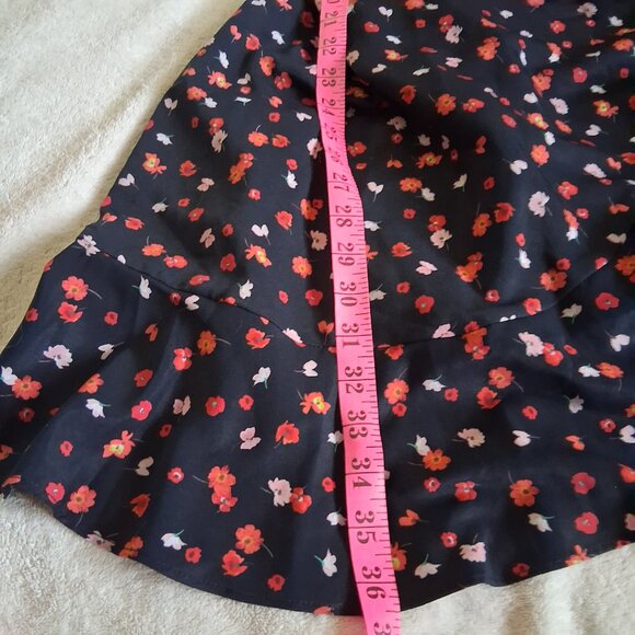 7 For All Mankind Women's Size Large Black Red Floral True Wrap Mini Dress - Picture 11 of 11